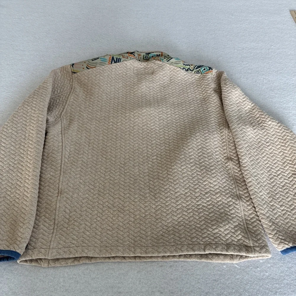 Chubbies‎ The Sandstorm Quilted Sweatshirt Beige Chevron Quarter 1/4 Zip Medium